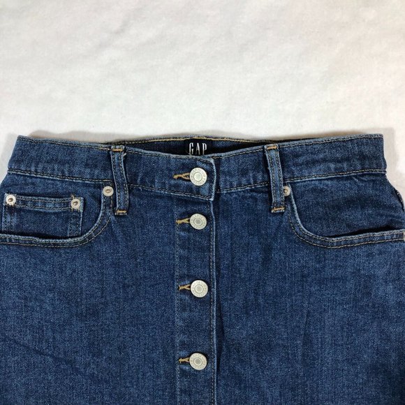 NEW Gap Womens 4 Button Front Mini Denim Jean Skirt Raw Hem #496473-00 NWT $60 - Picture 2 of 11